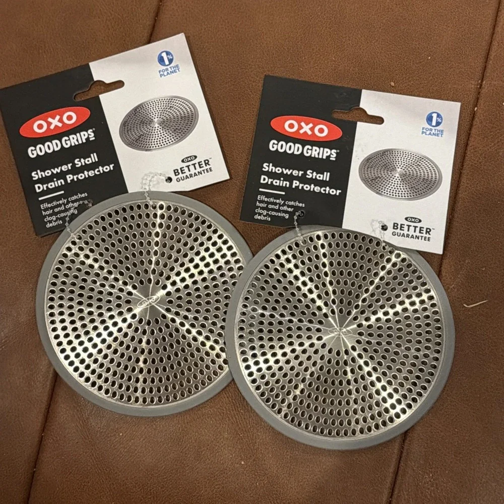 Lot of 2 OXO Good Grips Shower Stall Drain Protector, Stainless Model 1288100